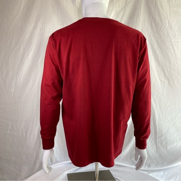Fruit of Loom Men’s Cotton Dark Red Long Sleeve Cree Neck Tee - Picture 3 of 5